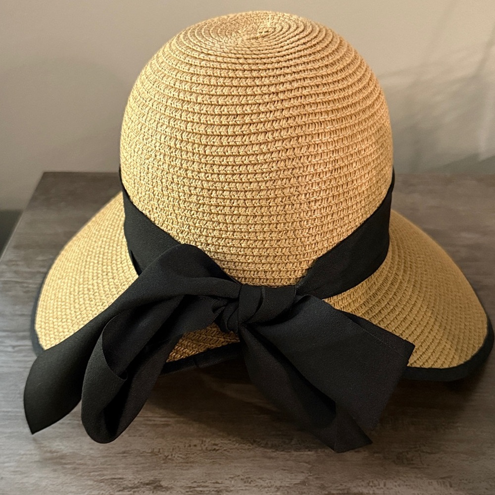 Chic Brown Sun Hat with Black Bow